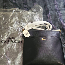 Coach Women’s Black Kitt Messenger Crossbody Bag w Brass Logo & Detachable Strap picture