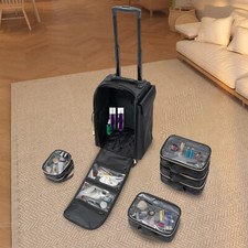 Professional Makeup Case,Rolling Makeup Train Case,Cosmetic Storage Organizer picture