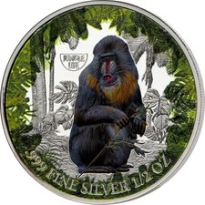 2021 Cameroon Mandrill Monkey Silver Color Coin Jungle African Wildlife WWF picture
