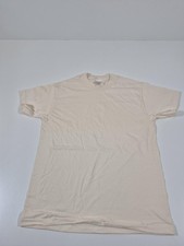 VTG Hanes Beefy-T Shirt Mens M Blank Cream Solid Cotton Single Stitch Tee USA picture