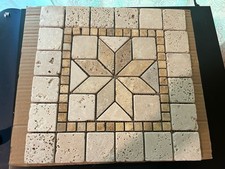 4 Merola Travertine Tumbled Mosaic Medallion Tile 12x12 Inch Mesh Floor Or Wall picture
