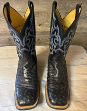 Justin Men's Black Leather Western Cowboy Boots Square Toe US 9.5 EE CZ882 picture