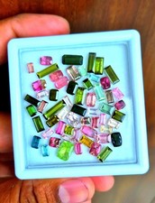 100 Pieces Tourmaline Faceted Gemstone Mix Shape and Size Tourmaline Cut Stone, picture