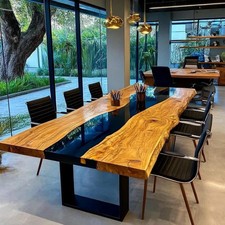 Custom Walnut Epoxy River Dining Table Top 60x36 | Modern Handmade picture