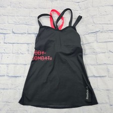 Reebok Body Combat Tank Top Women Small Black Pink Les Mills PlayIce Strappy Bra picture