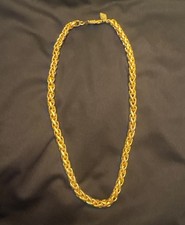 VTG ANNE KLEIN HEAVY GORGEOUS GOLD PLATE BYZANTINE DESIGN 18” CHAIN NECKLACE EUC picture