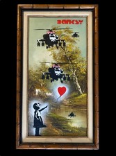 Large Banksy 2015 Rare stencil Painting Dismaland Framed picture