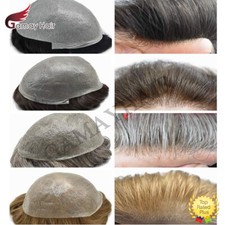 0.06mm Thin Skin Mens Toupee Hairpiece Invisible Poly PU Hair Replacements Wigs picture