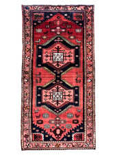 Vintage Hamedan Tribal Geometric Hand Knotted Wool Runner Rug 4x10 Boho Oriental picture