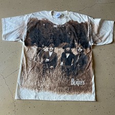 Vintage 1998 Licensed EUC The Beatles AOP FIeld T Shirt Size XL Gildan Band Tee picture