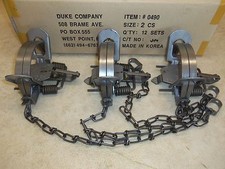 3 Duke #2 Coil Spring Traps 0490 Coyote Bobcat Fox Lynx Otter Trapping 5 1/4