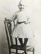 VTG Real Photo Postcard RPPC Sassy Girl Stands on Chair 1904 - 1918 AZO Unposted picture