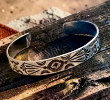 Navajo L.A. Willie vintage rare Sterling silver stampworked cuff picture