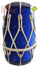 New Professional Blue velvet Dholak With Golden Fitting Instrument With Bag picture