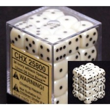 Dice Chessex Opaque: 12mm D6 Ivory/Black (36) picture