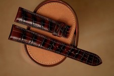 Handmade red bordeaux watch strap watch band size 22/18 - Custom size length picture