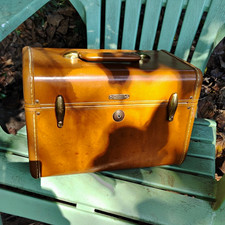 Samsonite True Vintage 1950s Brown Hard Faux Leather Locking Vanity Case picture