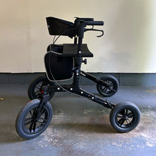 ELENKER 4-Wheel Rollator Walker Handbrakes Seat Storage Compartment Black picture