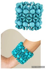 New ~ Paparazzi Island MixerBlue Wooden Bracelet (Vintage) picture