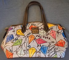 Dooney & Bourke Kite Print Satchel Handbag Multicolor Excellent Condition picture