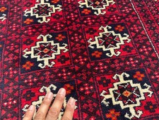 4x6 HANDMADE VINTAGE RUG oriental geometric handwoven fine antique kazak red ft picture