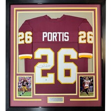 Framed Autographed/Signed Clinton Portis 35x39 Washington Burgundy Jers picture