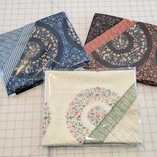 3 Yards Cotton Fabric Bundle in 3 Different Color Options Blue Cream & Brown picture