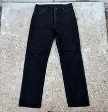 Vintage 80s Wrangler USA Made 13MWZ Cowboy Cut Black Denim Jeans Western 34x34 picture