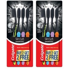 8x Colgate Slim Soft Charcoal Toothbrush 17x Slim Soft Tip Bristles Lot of 8 picture