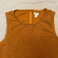 J.CREW Women's Orange Cotton Knit Sleeveless Round Neck Tank Zip size Large picture