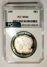 1897 Better Date MS 65 PCI Bright Rainbow Target Toned Morgan Dollar picture