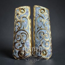 1911 45 38 Super Full Size Gold Gun Pistol Grip Cachas Chapeado & 24K Screws picture