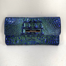 Brahmin Melbourne Cordelia Trifold Wallet Royalty Ombre Metallic Blue Green picture