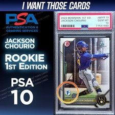 JACKSON CHOURIO ROOKIE 2022 Bowman 1st Edition 1st Bowman GEM MINT 💎 PSA 10 picture