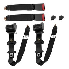 2pcs Seat Belt 3 Point Universal Retractable Safety Belt Black Extra long straps picture