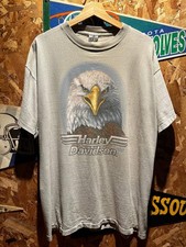 Vintage 1990 Harley Davidson 3D Emblem Eagle Buds Evansville Grey T-Shirt: XL picture