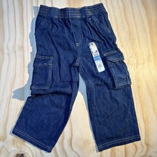 Garanimals Toddler Boys Denim Cargo Pants Dark Wash Elastic Waist Jeans Size 3T picture