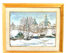 Original Signed MIKHAIL FEDOROVICH PETROV Painting Trinity St Sergius Russia picture
