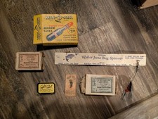 Vintage Fishing Gear Lot Spinner, Mustad & Sons Hooks, Split Shot, Callmack picture