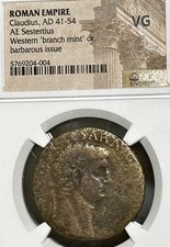Claudius AE Sestertius AD 41-54 NGC VG Western Branch Mint or Barbarous Spes picture