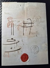 1847 Spain Diplomatic Letter Leopoldo de Cueto Autograph Red Wax Seal Marseille picture