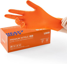 LANON 8mil Orange Disposable Nitrile Gloves, Mechanic, Heavy Duty, Food Safe, L picture