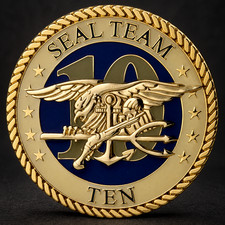 Navy SEAL Team 10 NSW Challenge Coin Victory Through Valor Trident EST 2002 ST10 picture