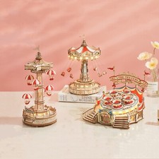 ROKR 3D Wooden Puzzle LED Music Box Model Kit DIY Toys Kids Adults Xmas Gift picture