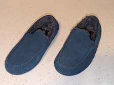 UGG Ascot Dark Blue Suede Sheep Skin Men's Moccasin Slippers Size 9 picture