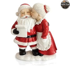 Mr And Mrs Santa Claus Figurines Set of 2 Resin Hand Painted Christmas Decor picture