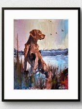 Original Birding Dog 11x14 Hand Painted Acrylic on Paper Fall Outdoors Decor 606 picture