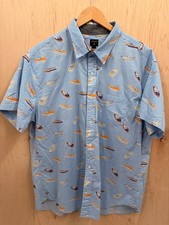 J Crew H4743 Mens XL Light Blue Boat Print Short Sleeve Button Down Shirt Cotton picture