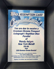 2026 Bowman Chrome Wandy Asigen Reptilian Blue Auto Unscratched Redemption Card picture