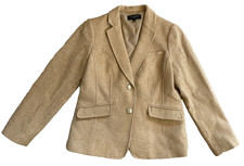 Talbots Classic Blazer Wool Blend Herringbone Women’s Size 6p Tan picture